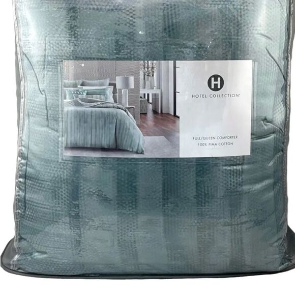 Hotel Collection Stencil Comforter Full/Queen. $335 Value. Color:Cyan - Picture 5 of 5
